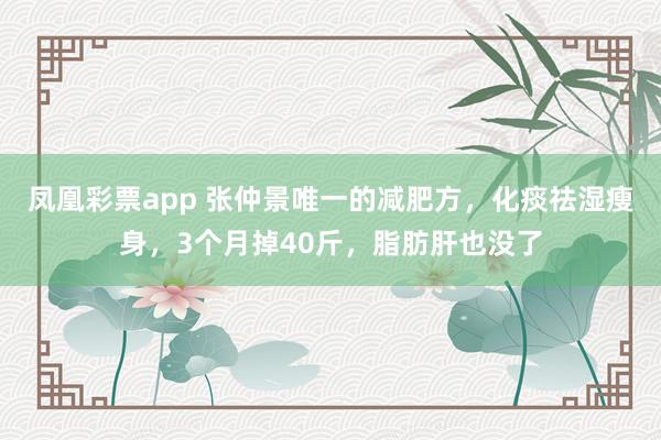 凤凰彩票app 张仲景唯一的减肥方，化痰祛湿瘦身，3个月掉40斤，脂肪肝也没了
