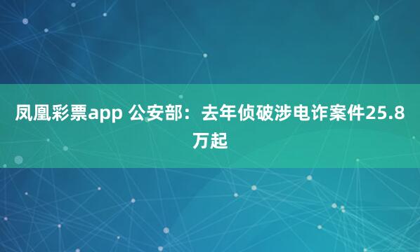 凤凰彩票app 公安部：去年侦破涉电诈案件25.8万起