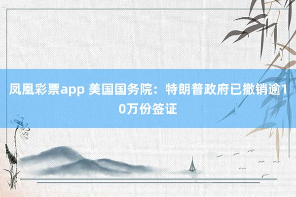 凤凰彩票app 美国国务院：特朗普政府已撤销逾10万份签证