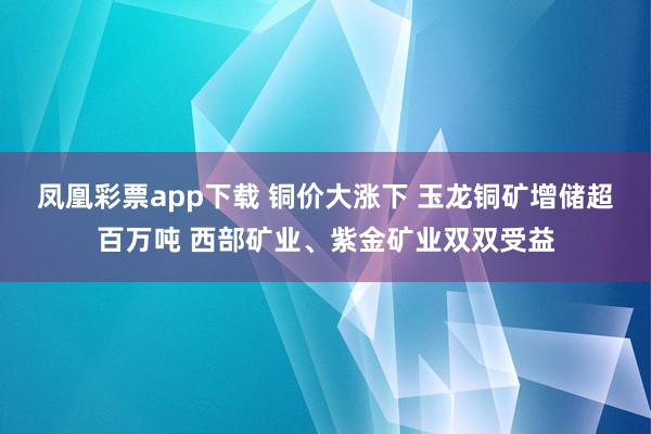 凤凰彩票app下载 铜价大涨下 玉龙铜矿增储超百万吨 西部矿业、紫金矿业双双受益