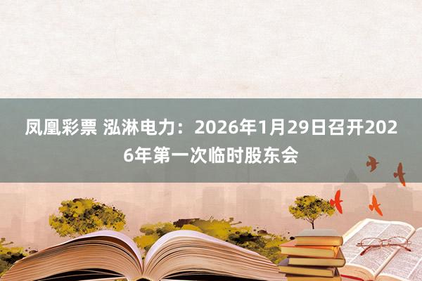 凤凰彩票 泓淋电力：2026年1月29日召开2026年第一次临时股东会