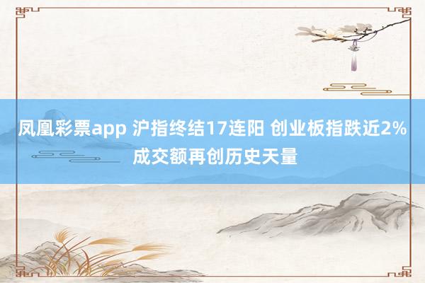 凤凰彩票app 沪指终结17连阳 创业板指跌近2% 成交额再创历史天量