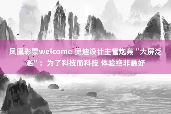 凤凰彩票welcome 奥迪设计主管炮轰“大屏泛滥”：为了科技而科技 体验绝非最好