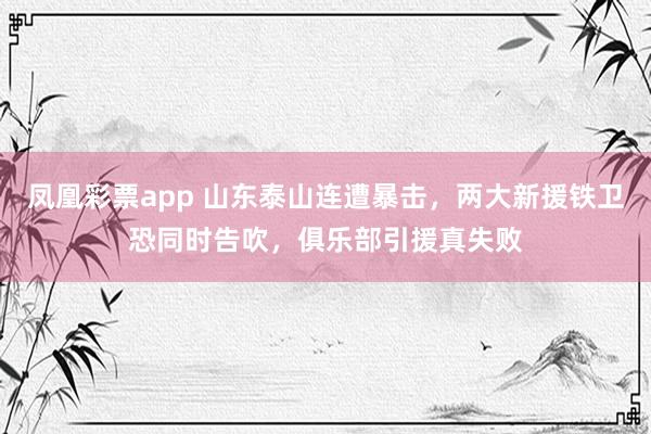 凤凰彩票app 山东泰山连遭暴击，两大新援铁卫恐同时告吹，俱乐部引援真失败