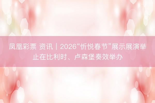 凤凰彩票 资讯｜2026“忻悦春节”展示展演举止在比利时、卢森堡奏效举办