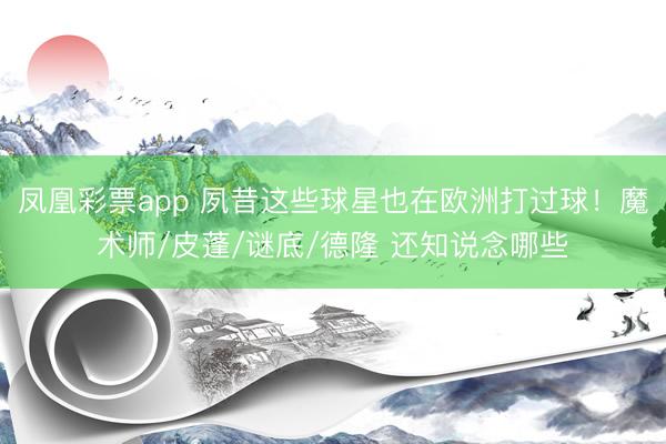 凤凰彩票app 夙昔这些球星也在欧洲打过球！魔术师/皮蓬/谜底/德隆 还知说念哪些