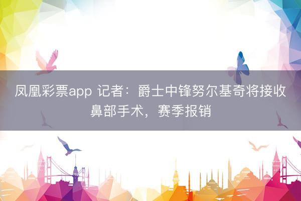 凤凰彩票app 记者：爵士中锋努尔基奇将接收鼻部手术，赛季报销